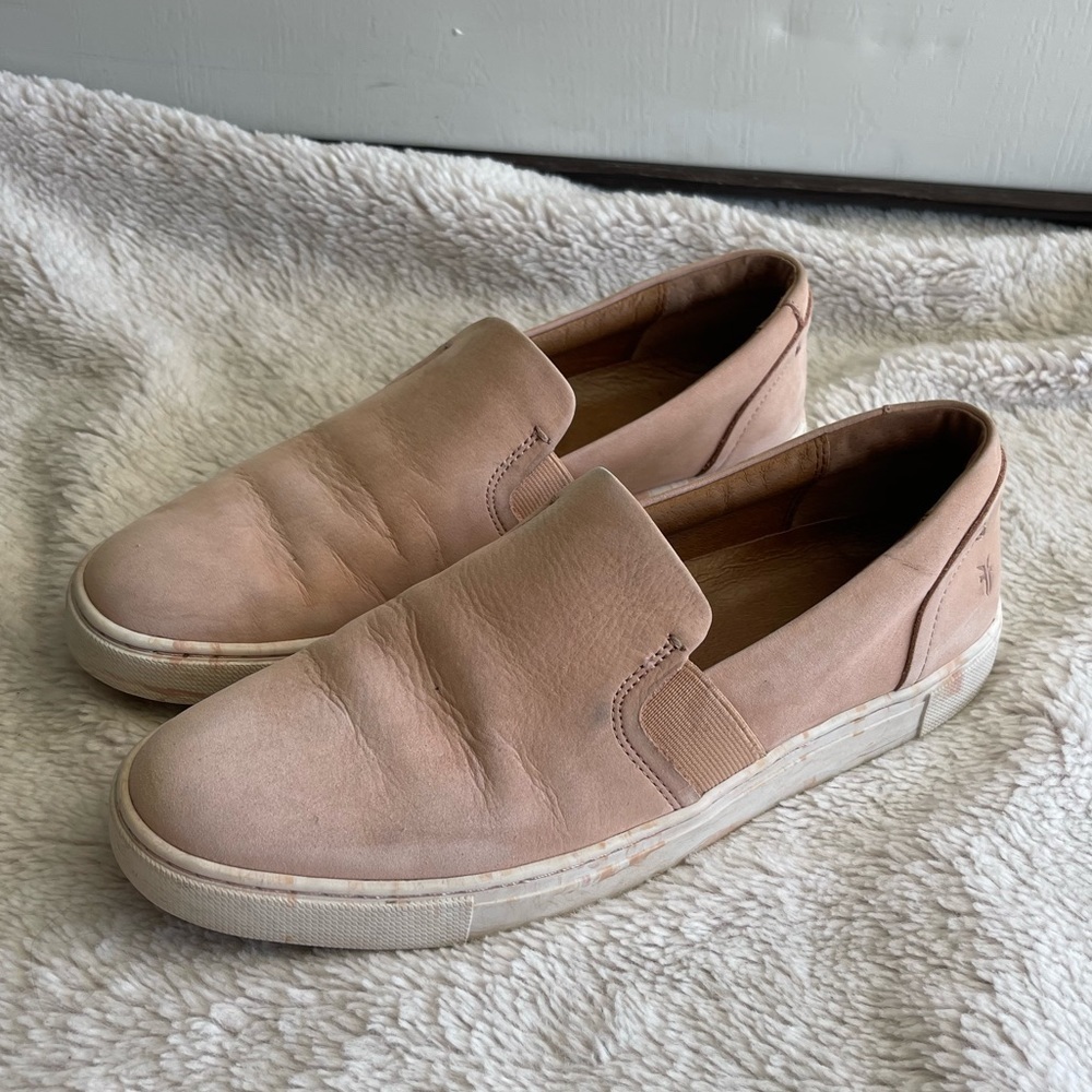 Frye Ivy pink leather slip on sneakers